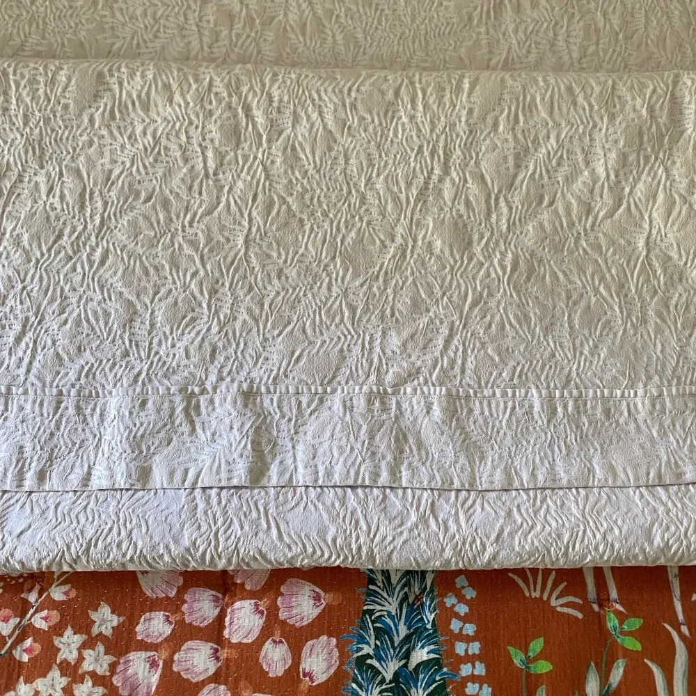 Salamander Touch Coverlet Full Ivory 96x82 Cotton Made Italy